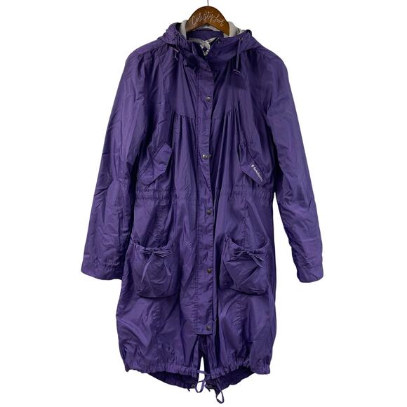 Fenchurch Rain Coat Jacket Purple Embroidered Birds Large - Picture 1 of 12